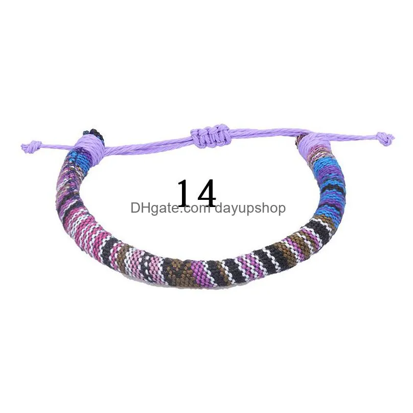 26 colors colorful bohemia fabric charm bracelets handmade line bracelet lucky friendship hand strap mixed whole1359476