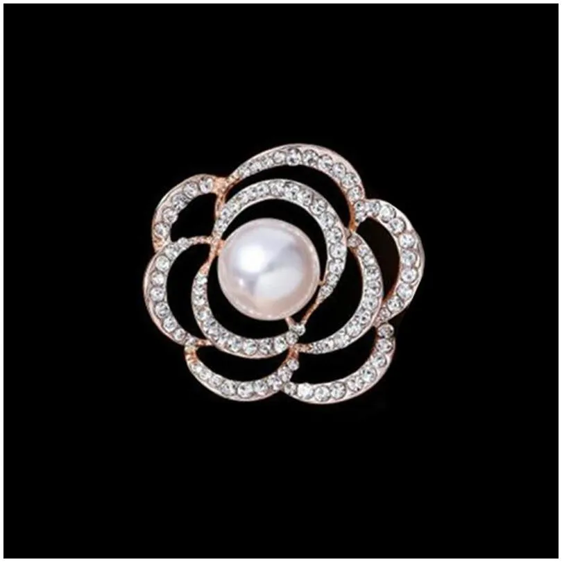 pins, brooches big flower crystal imitation pearl brooch pins sweater corsage for women scarf dress jewelry gifts