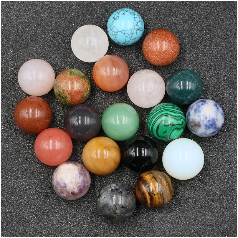 12pcs/Box Different Natural Crystal Gemstone Beads 20mm Smooth Charm Loose Beads for Jewelry Making