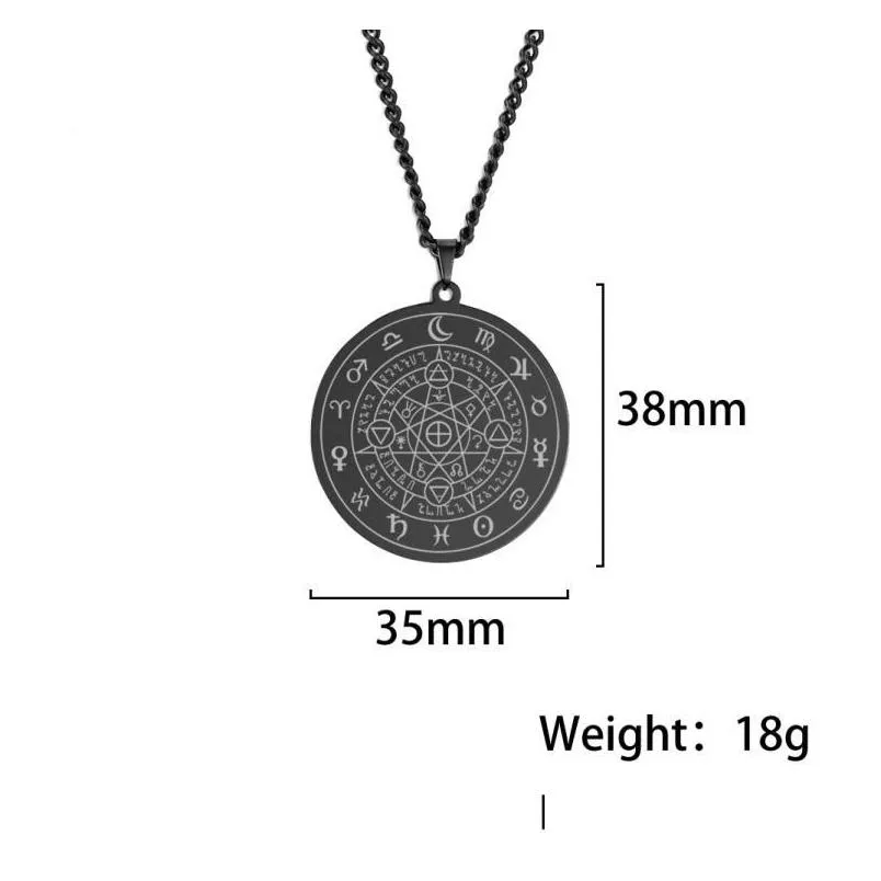 pendant necklaces vintage scripture heptagram round stainless steel laser marking necklacependant