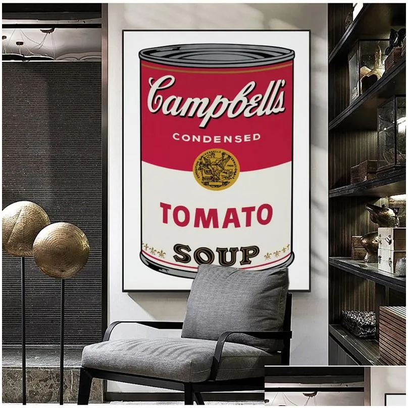 canvas painting vintage andy warhol tomato soup abstract interior gallery decorative picture wall pictures for living room home