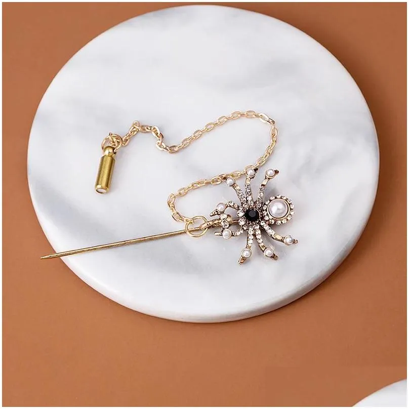DHgate.com:Retro Bling Rhinestone Spider Chain Brooch for Women ...