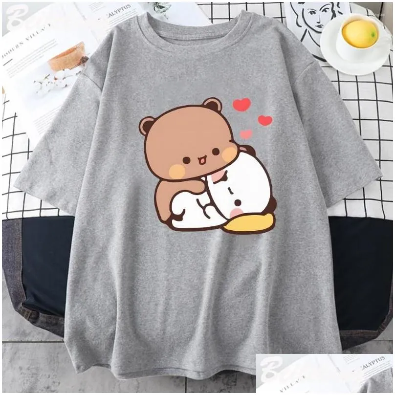 Women`s T Shirts Panda Bear Bubu Dudu Shirt Couple Tops Love You Cute Print Summer Short-Sleeved O-neck Cotton Casual Harajuku Woman