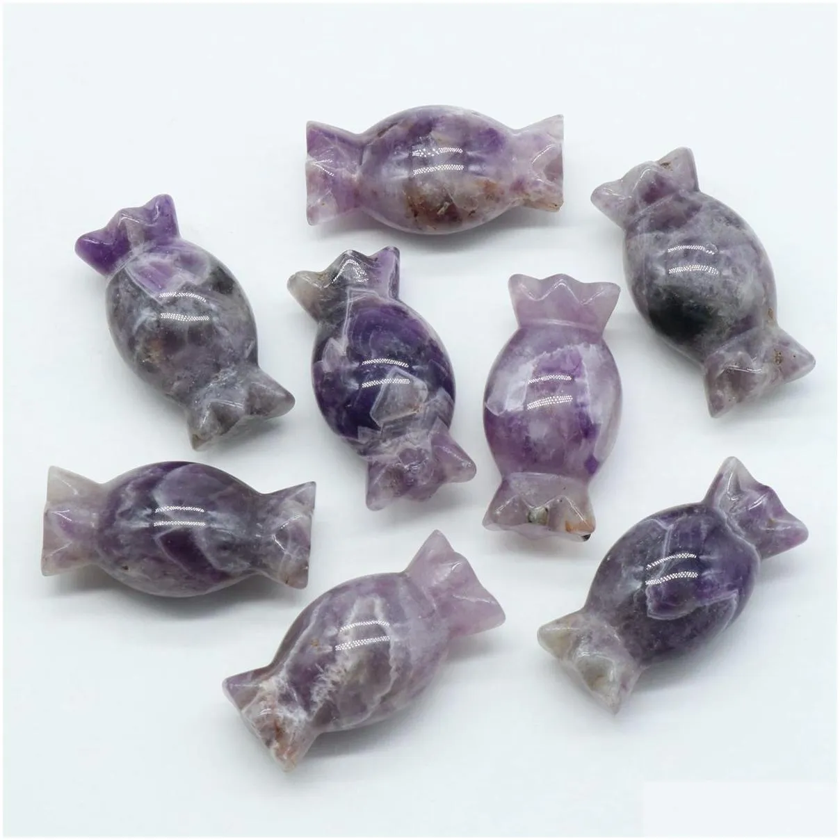Natural Lepidolite Stone Carving Festival Candy Gift Gemstone Agate Ornaments Folk Arts Healing Energy For Decorate