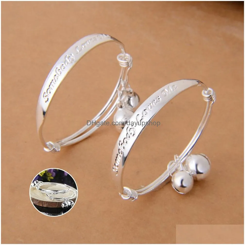 new gift 2pcslot baby kid bell bangle bracelet english letter1093031