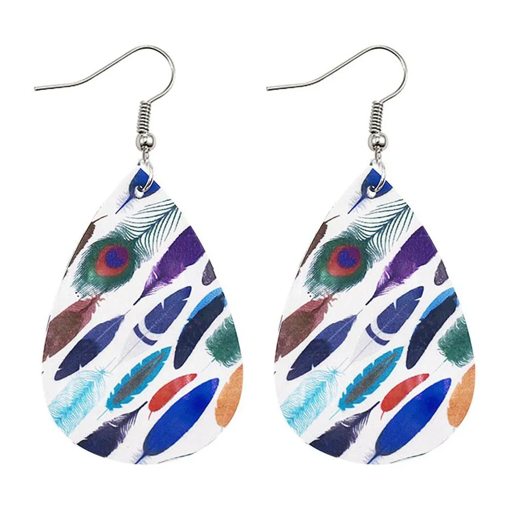 new colorful leather feather tear leather sequin earrings looking for multiple multicolored water slope with drop earrings jewelry for