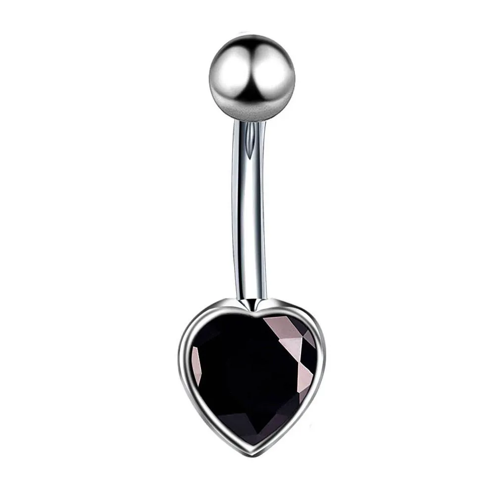 navel earring belly piercing stainless steel diamond navel nail navel ring multicolor heart style piercing body jewelry