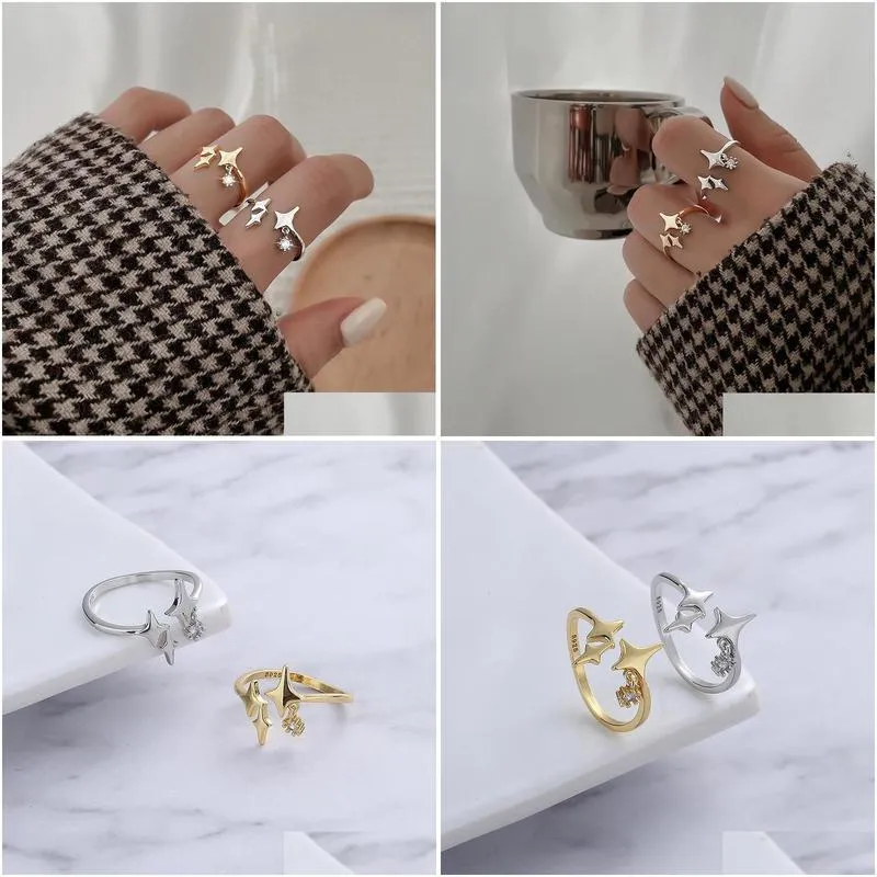 cluster rings todorova trendy elegant sweet creative sparkling star for women accessories zircon tassel bride jewelry