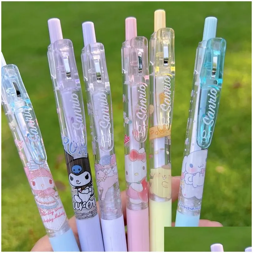 wholesale 6 pcs/set cartoon cute student colorful gel pens smooth writing supplies 6 colors 0.5mm stationery papelaria material school