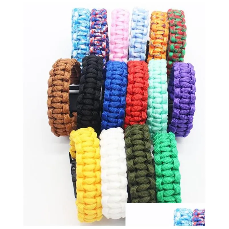 Fashion mix Colors Cord Rope Paracord Buckle Bracelets Military Bangles Sport Outdoor Survival Gadgets for Travel Camping Hiking