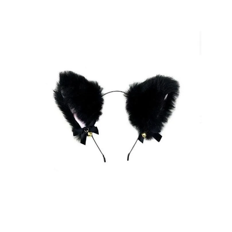 kids hair accessories black and white cosplay internet bell headband fox cat ear headwear hairband gc1887