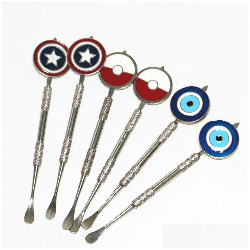 smoking 4.72 inch Wax Dabber Tool With Badge Pattern Wax oil rigs Dabs Stick Carving tools Metal Nail and Quartz Nails