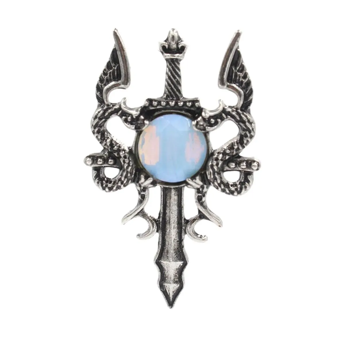 Fashion Dragon Pendant Hexagonal Shaped Natural Crystal Opalite Stone Men Wing Dragon Pendant DIY Necklace Jewelry