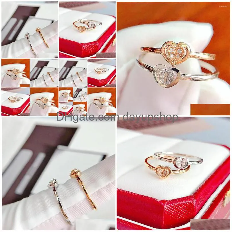 cluster rings madalena sarara 18k gold heart women ring diamond prong setting