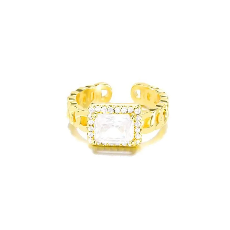cluster rings exquisite simple square zircon gold opening for women men 2022 vintage gothic jewelry wedding party girls luxury cuba