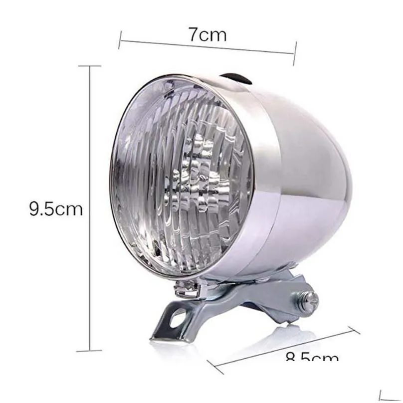 Durable LED Metal Chrome Retro Bike Bicycle Front Fog Light Head Lamp Cycling Accessories Lights