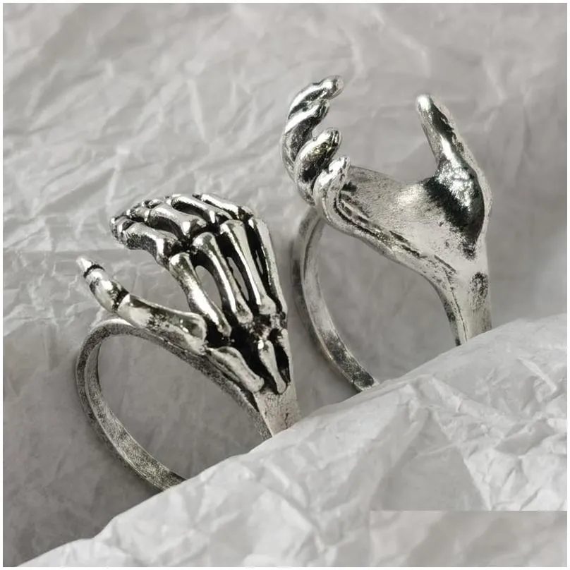 wedding rings gothic handshake hug set for women men lover couple ring adjustable matching friendship jewelry gifts