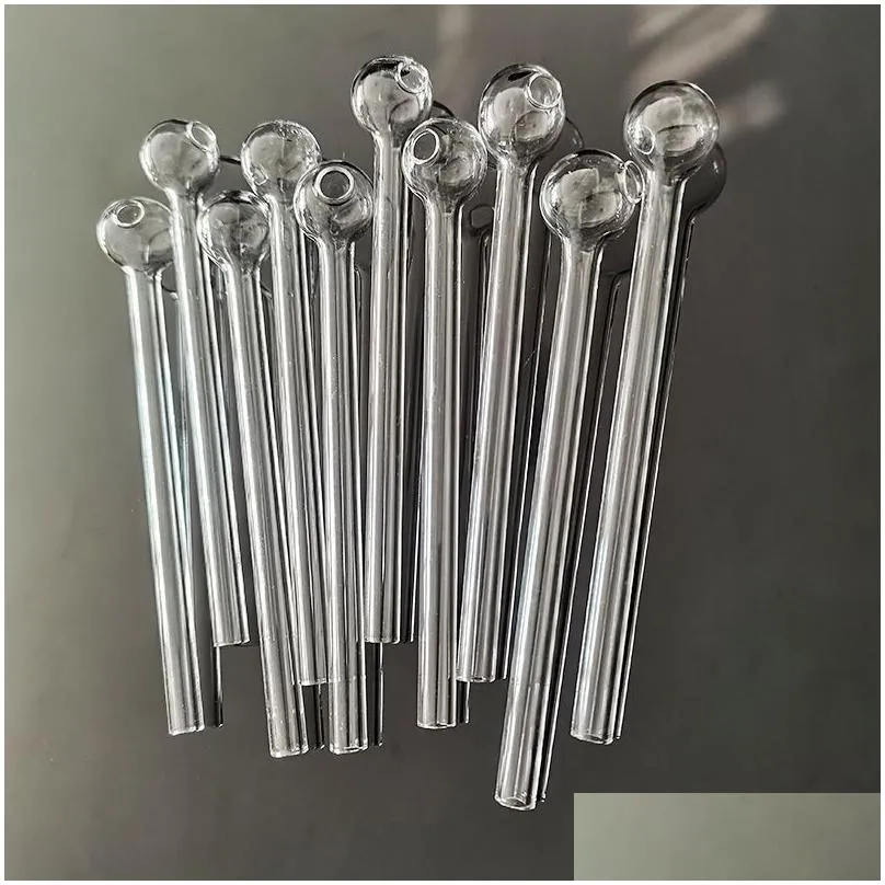 12cm length clear glass pipe oil nail burning jumbo pipes 4.7 inch 120mm pyrex glass burner concentrate special thick transparent smoking tubes for smokers small