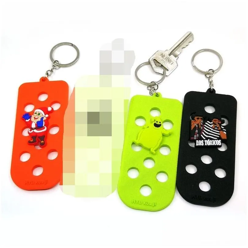 clog keychain holder Candy Color Silicone keychain plate for Charms Women Child Gift Can match shoe flower