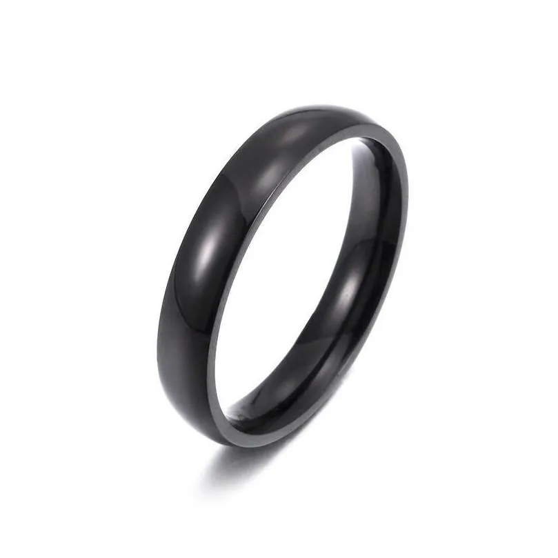 cluster rings classic beveled smooth men width 4mm simple stainless steel finger for jewelry gift 5 colors size 5-13