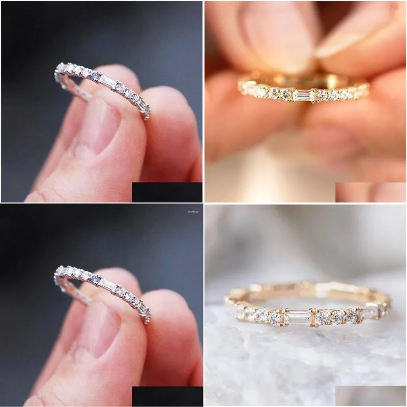 wedding rings engagement party silver gold plated for women fashion cubic zirconia anniversary jewelry gift