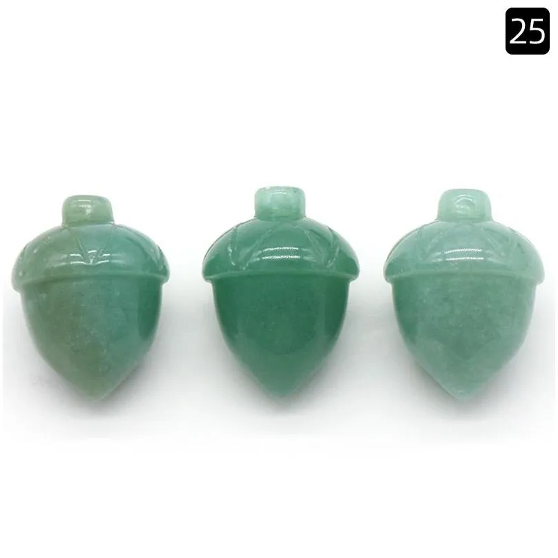 Natural Shape Acorn Gemstone Decorative Hand Carved Healing Green Aventurine Hazelnut Stone For Home Decoration Gift