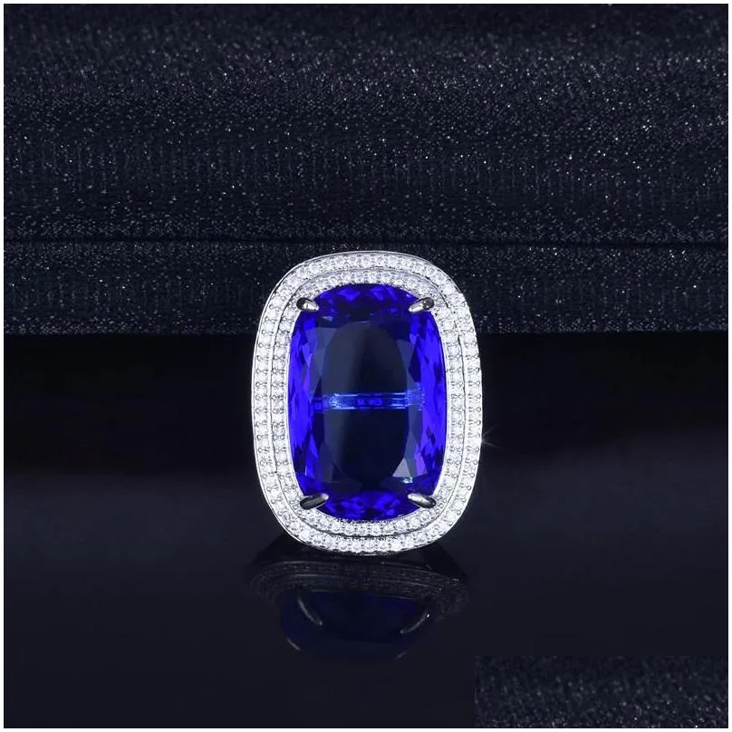 wedding rings korean style square adjustable inlay dazzling cubic zirconia exquisite 925 silvery women engagement gifts