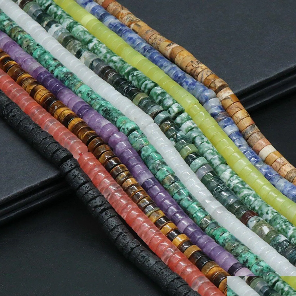3x6mm Natural Stone Spacer Beads Crystal Connector Charm Beads Bracelet Necklace Jewelry Making