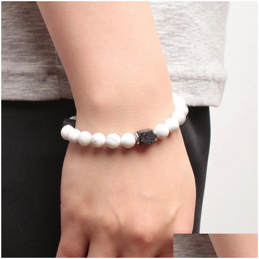 Natural stone bracelet square volcanic stone men and women personality atmosphere mature intellectual popular wrist jewelry