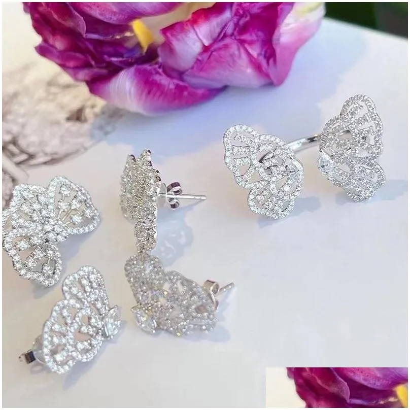 wedding rings uilz vintage cute crystal butterfly for women zircon luxury party jewelry gift accessories adjustable open