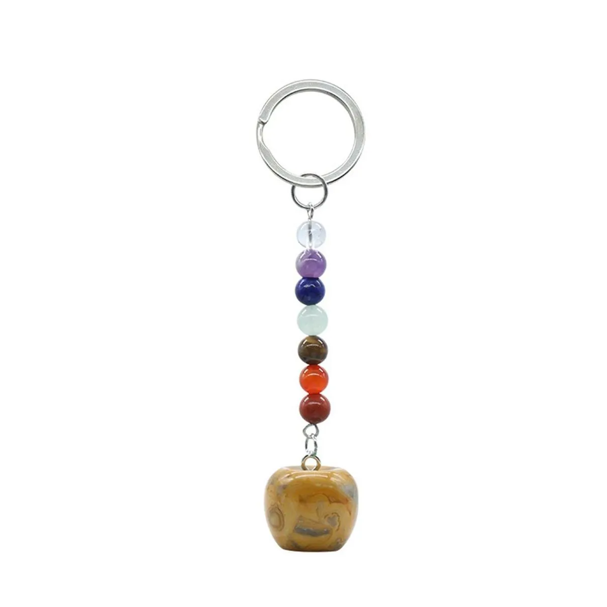 Wholesale Natural Chakra Bead  Pendant Keychain Healing Rose Crystals Gem Hanging Ornament Bag Decoration
