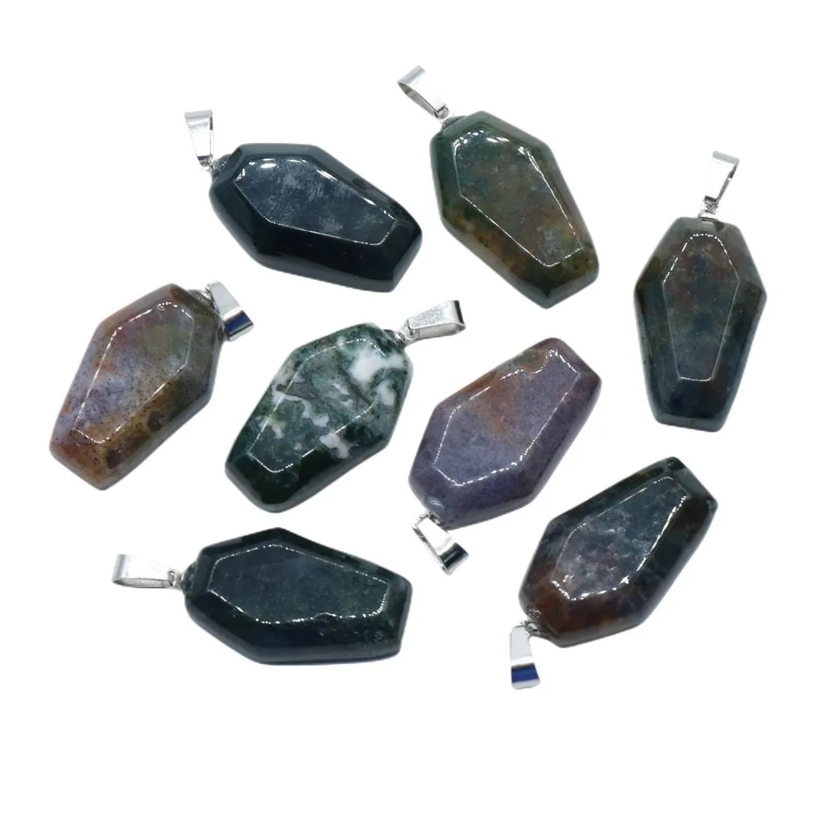Wholesale Different Materials Jasper Crystal Coffin Shaped Gemstone Mini Carved Stone Women Men Gift