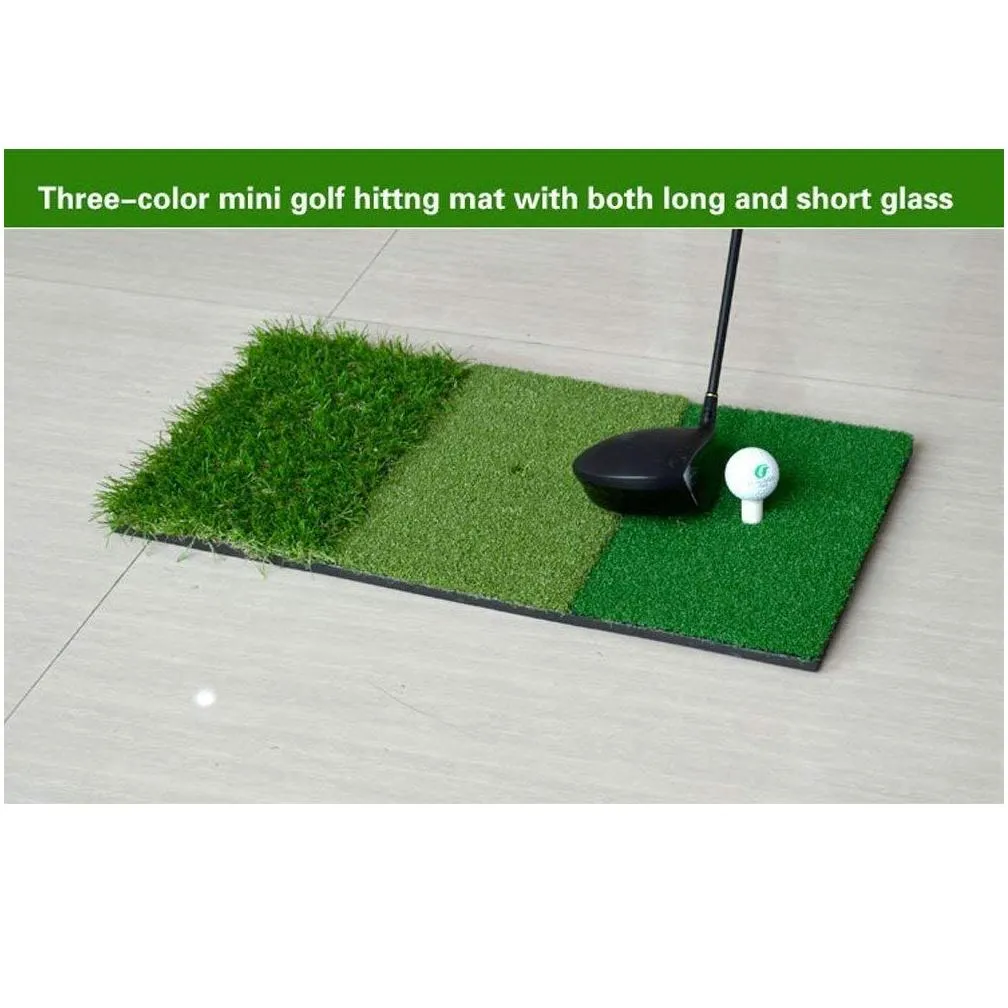 12``x24``Golf Hitting Mat Indoor Outdoor Backyard Tri-Turf Golf Mat with Tees Hole Practice Golf Protable Training Aids