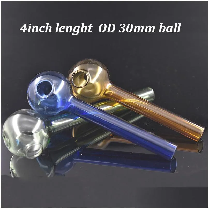 big size oil burner glass pipe 4inch 30mm ball glass tube smoking pipes tobcco herb glass oil nails water hand pipes smoking
