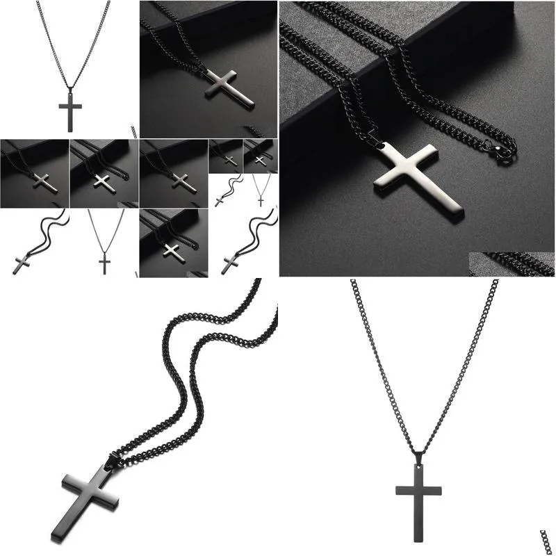 cross necklace pendant women jewelry gift christian chain titanium stainless steel for man male or female 2021 metal fashion