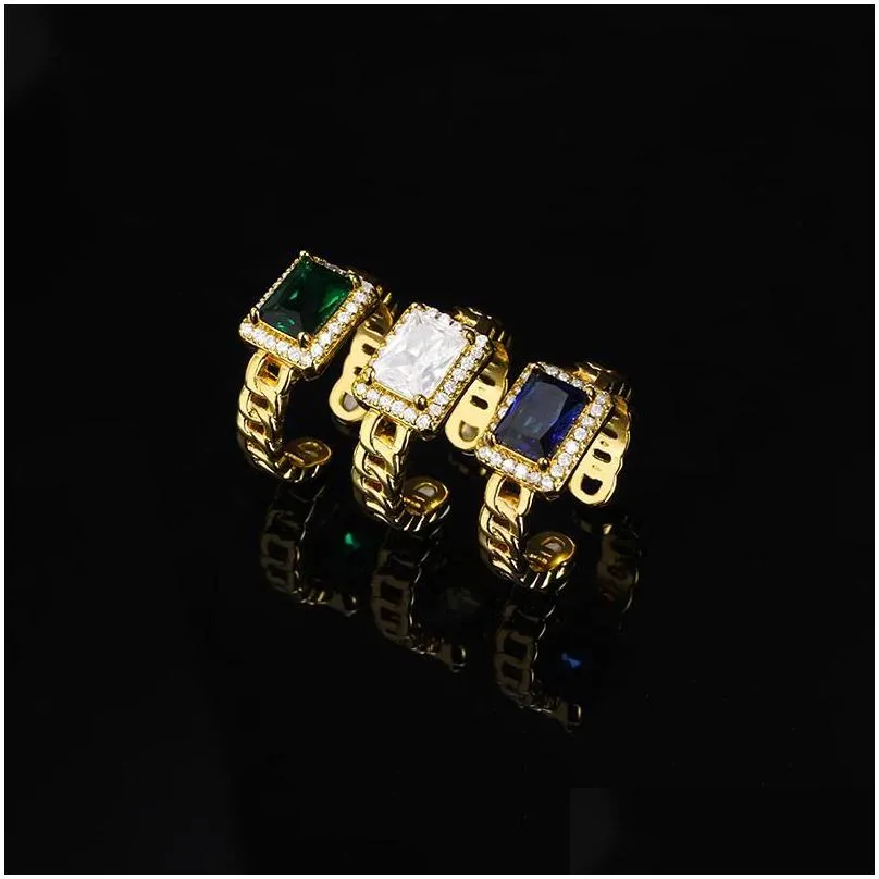 cluster rings exquisite simple square zircon gold opening for women men 2022 vintage gothic jewelry wedding party girls luxury cuba