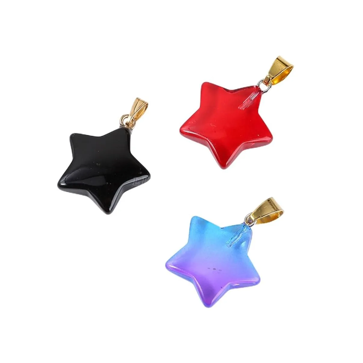 Rainbow Heart Cross Star Shape Glass Pendant 12pcs/Set Crystal Glass Charm Pendant for Jewelry Making