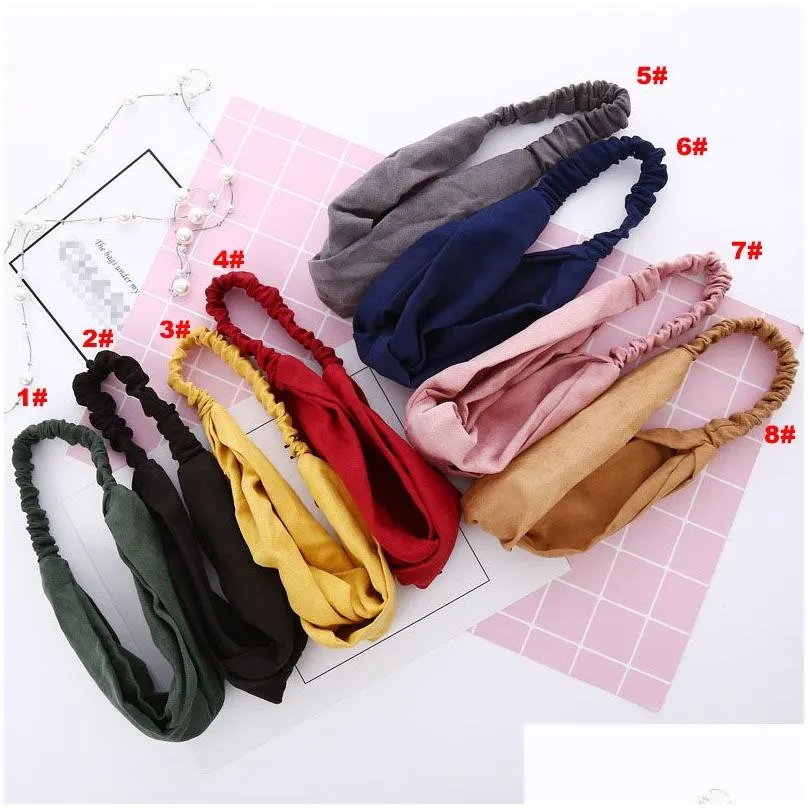 women designer headband suede headband vintage cross knot elastic hair bands soft solid girls hairband hairs accessories