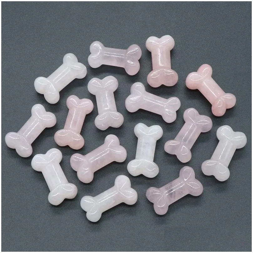 Healing Nonporous Natural Rose Quartz Pendant Tree Candy Bone Shaped Charm Gemstone DIY Jewelry Acessories