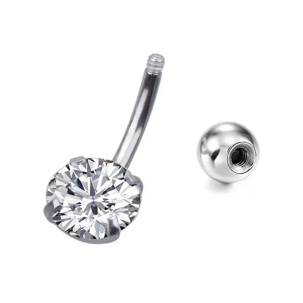 1pc single crystal rhinestone steel navel ring belly piercing fashion navel earring barbell belly button rings sexy body jewelry