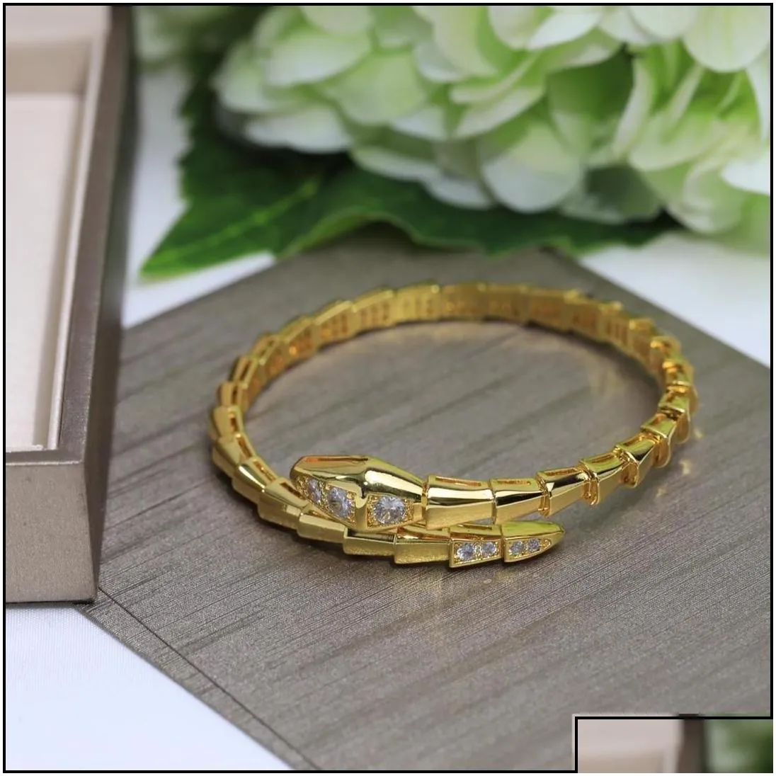 Bangle Designer Snake Bracelet Serpent Bangles Jewelry For Women High Quality210L Drop Delivery Bracelets Dhduf