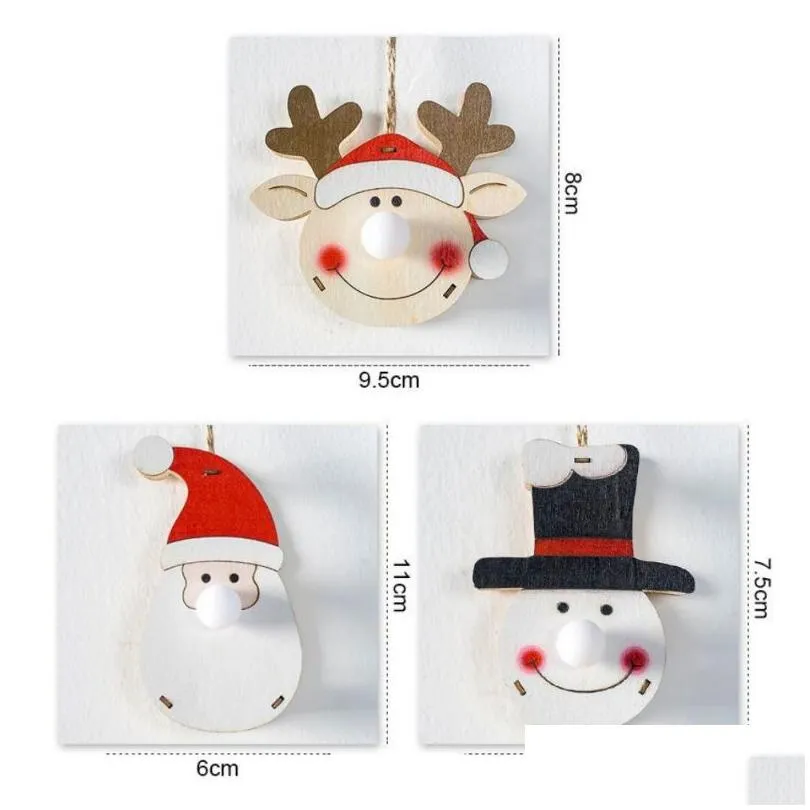 Christmas Decorations Christmas Decorations Santa Claus Wooden Glowing Pendant Door Wall Hanging Merry Board For Home Y1 Home Garden F Dhhna