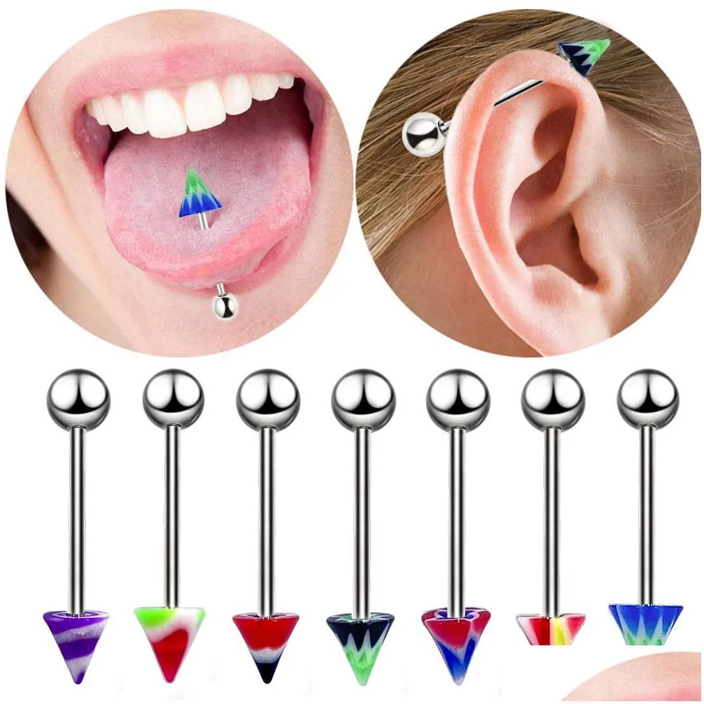 10pcs/set color mixing fashion body piercing jewelry acrylic stainless steel eyebrow bar lip nose barbell ring navel earring gift