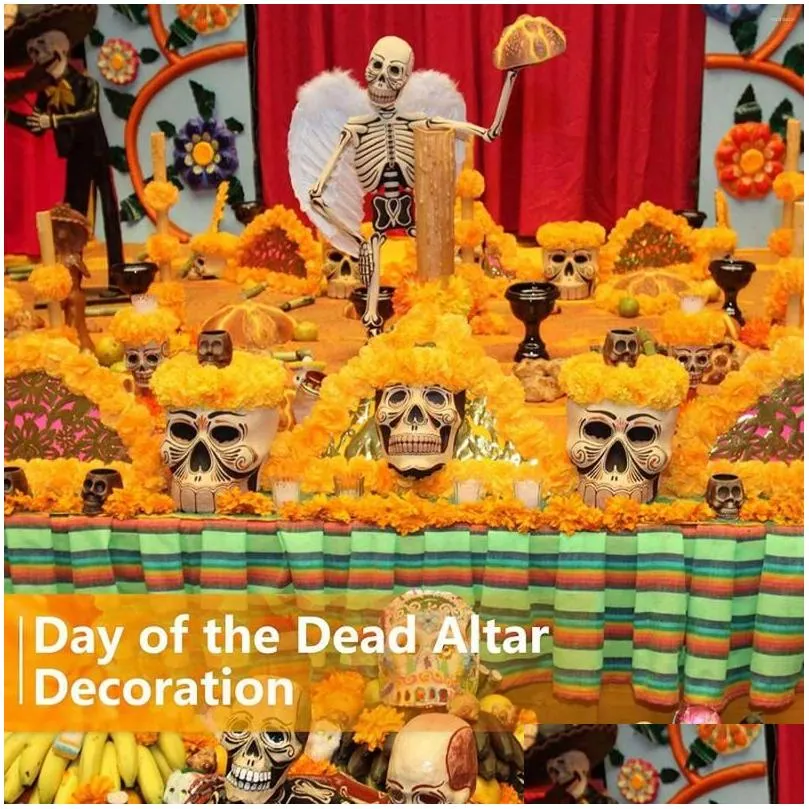 Decorative Flowers & Wreaths Decorative Flowers 3.9Inch Marigold Artificial Day Of The Dead Flower 200Pcs Fake Head For Garland Making Dhzjk