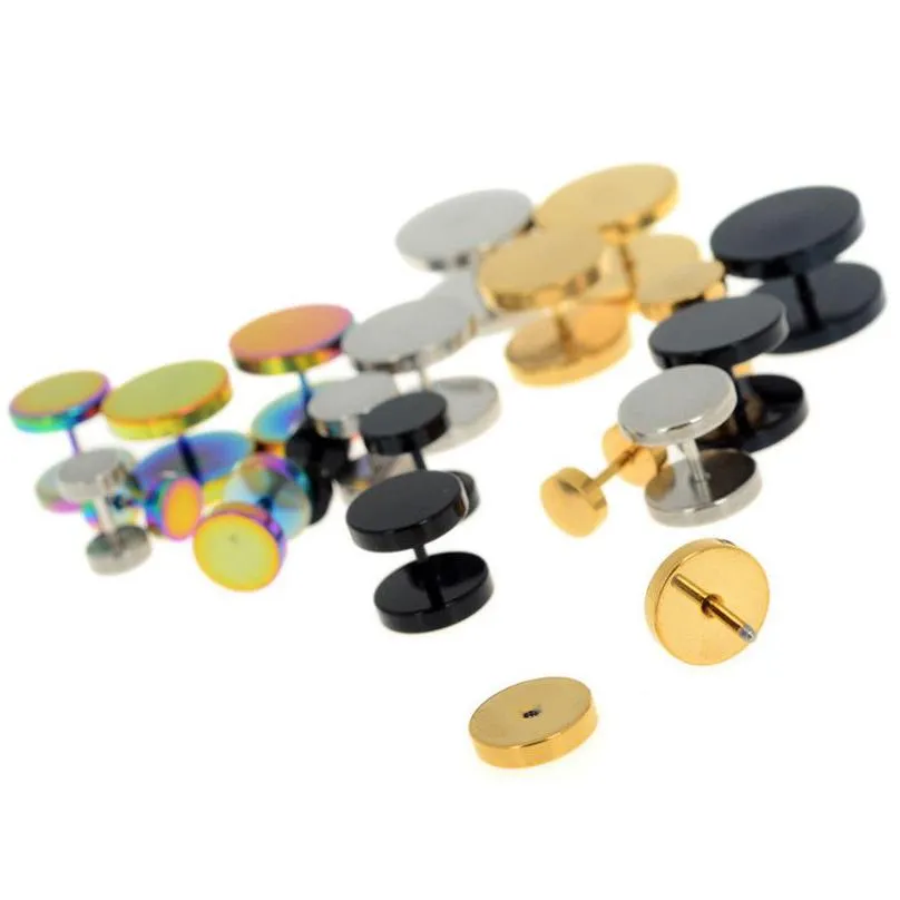 10pcs stainless steel faux fake ear plugs flesh tunnel gauges tapers stretcher earring 6-14mm piercing jewelry