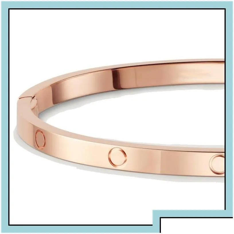 Bangle Fashion Thin Love Bracelet Copy Screw Jewelry Designers Rose Gold Platinum Bangles Gift Titanium Steel Adt 3.65Mm Bracelets F
