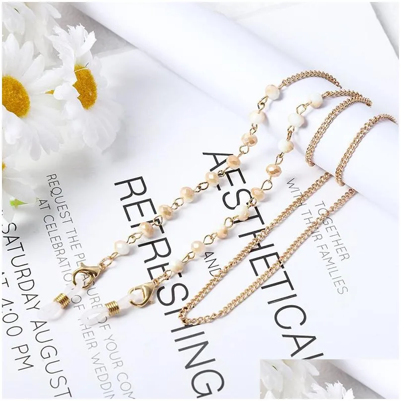 Fashion Crystal Beaded Glasses Chains Lanyard Face Mask Chain Holder Eyeglass Rope Sunglasses Cord Neck Strap Gift for Women