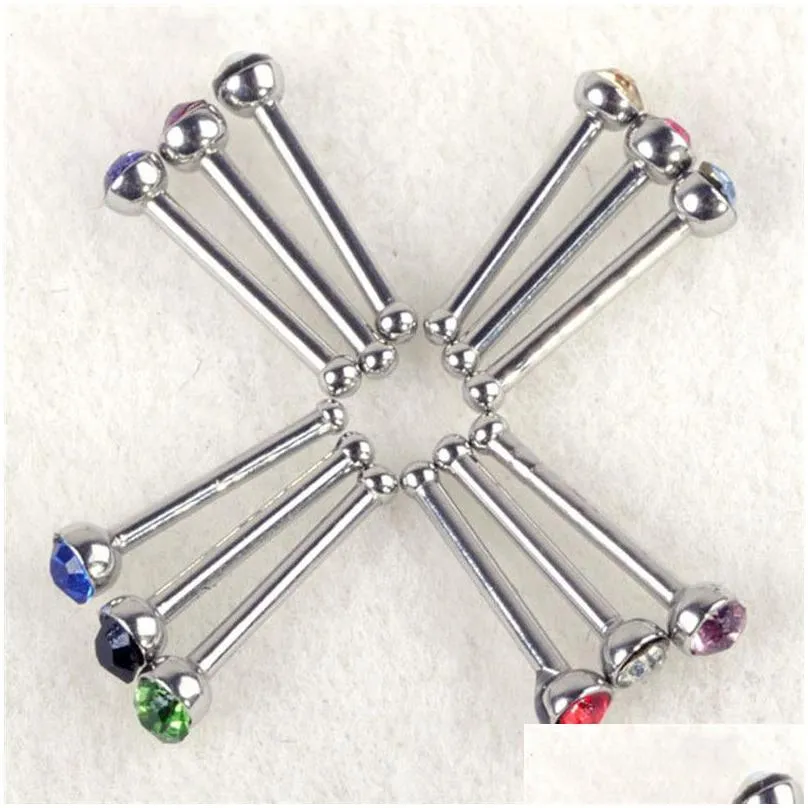 24pcs mix styles rhinestone studs nose piercing thin long plug tunnels puncture body jewelry accessories