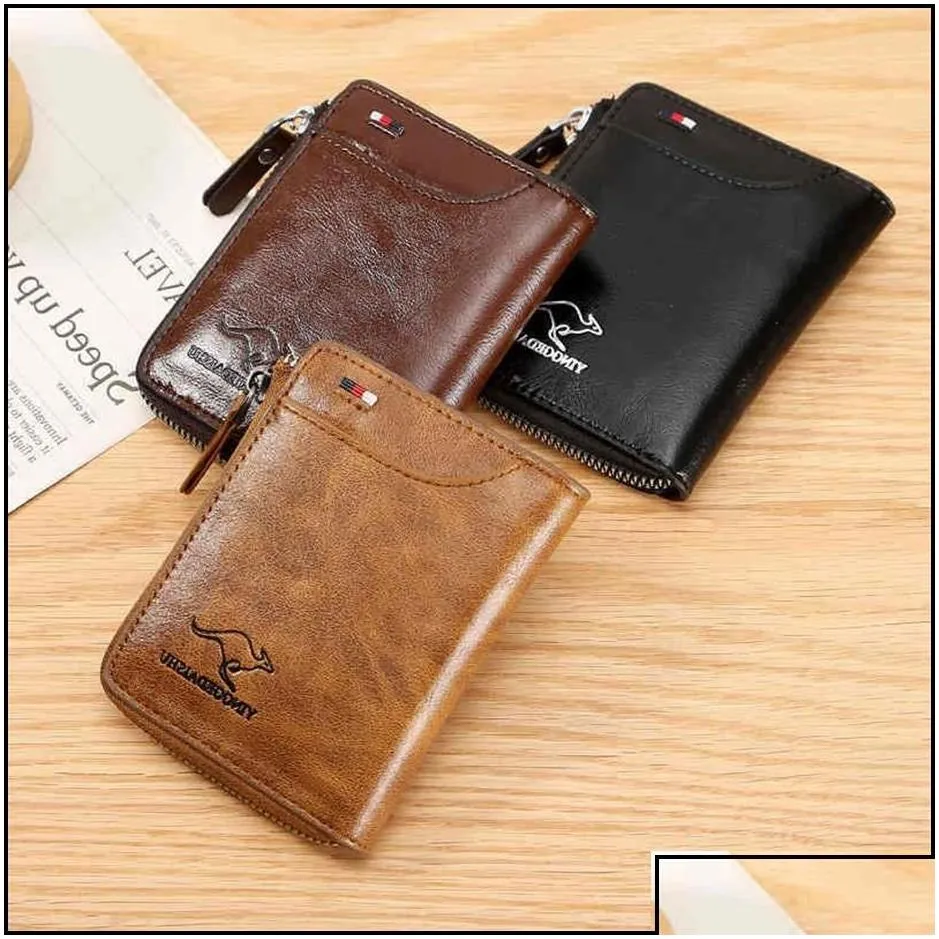 Money Clips Kangaroo Wallet Mens Short Soft Leather Largecapacity Card Holder Mticard Pocket Wallet312N Drop Delivery Jewelry Dh0Fp