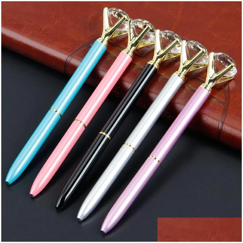 wholesale ballpoint pens mini metal 1.0mm crystal diamond ball point pen black ink color writing for kids office school stationery1